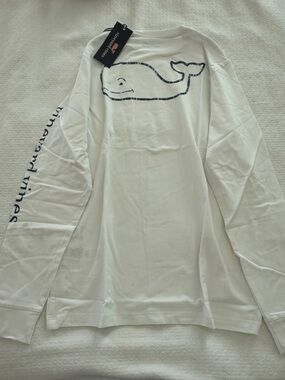 Vineyard Vines White Long Sleeve Whale Tee L 16 boys edgartown shirt NWT
